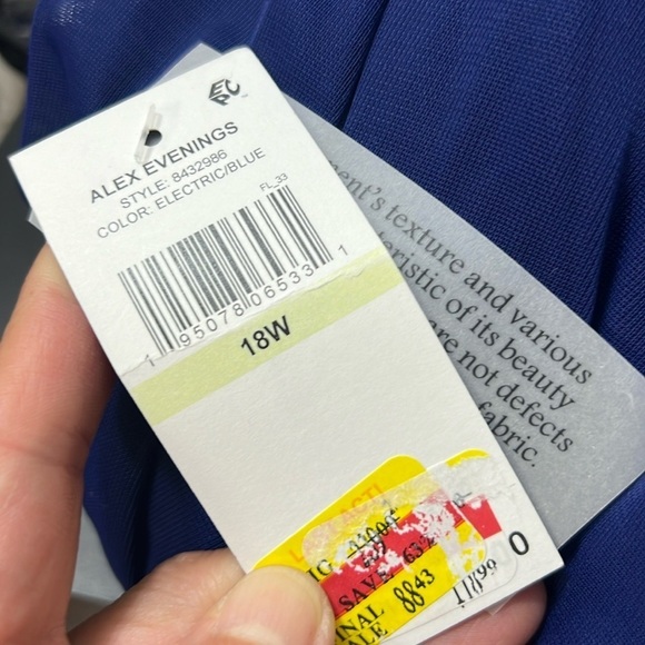 Alex Evenings Plus Size Ruched Rhinestone-Detail Gown 18W Electric Blue - Picture 6 of 10